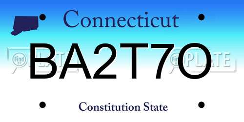 BA2T7O Connecticut License Plate