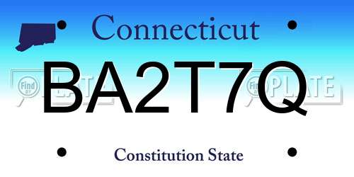 BA2T7Q Connecticut License Plate