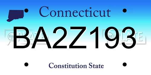 BA2Z193 Connecticut License Plate