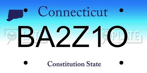 BA2Z1O Connecticut License Plate