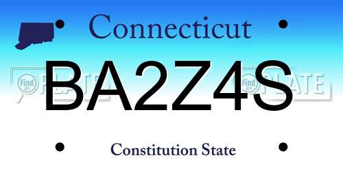 BA2Z4S Connecticut License Plate