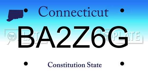 BA2Z6G Connecticut License Plate