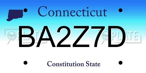 BA2Z7D Connecticut License Plate