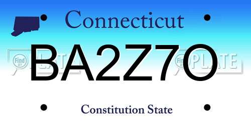 BA2Z7O Connecticut License Plate