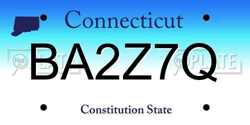 BA2Z7Q Connecticut License Plate