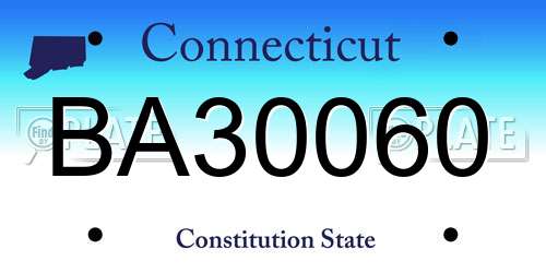 BA30060 Connecticut License Plate