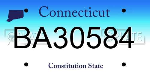 BA30584 Connecticut License Plate