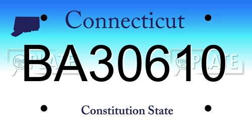BA30610 Connecticut License Plate