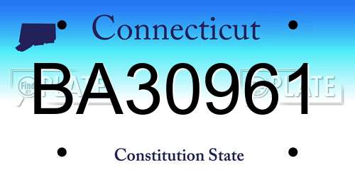 BA30961 Connecticut License Plate