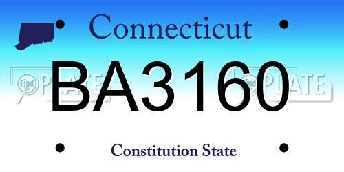 BA3160 Connecticut License Plate