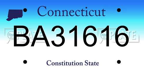 BA31616 Connecticut License Plate