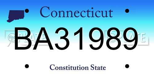 BA31989 Connecticut License Plate