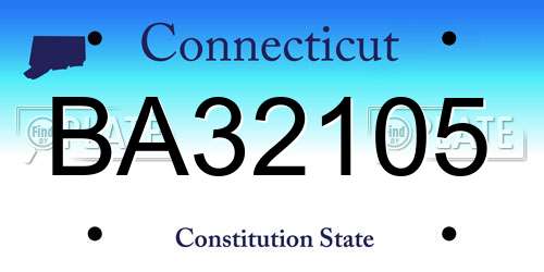 BA32105 Connecticut License Plate