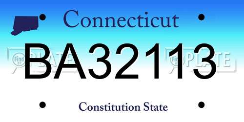 BA32113 Connecticut License Plate