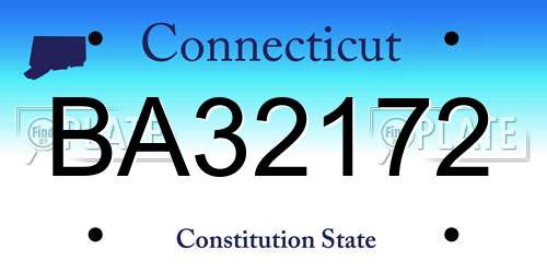 BA32172 Connecticut License Plate