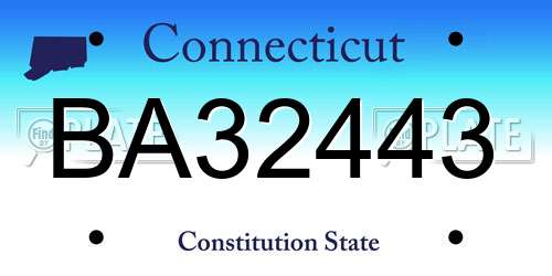 BA32443 Connecticut License Plate