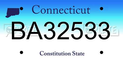 BA32533 Connecticut License Plate