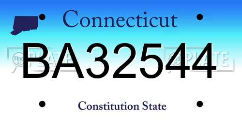 BA32544 Connecticut License Plate