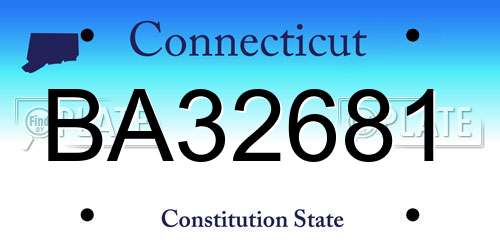 BA32681 Connecticut License Plate