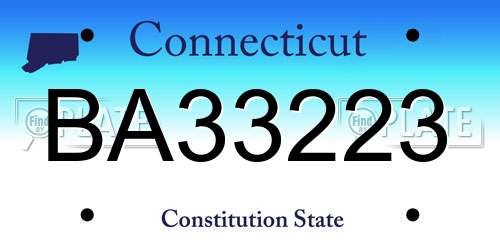 BA33223 Connecticut License Plate