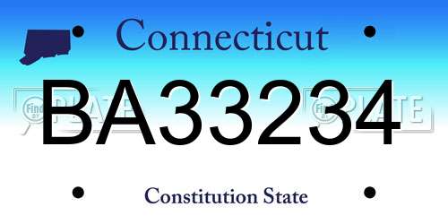 BA33234 Connecticut License Plate