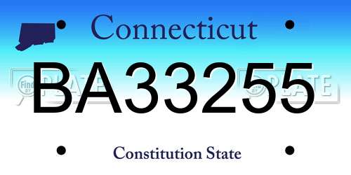 BA33255 Connecticut License Plate
