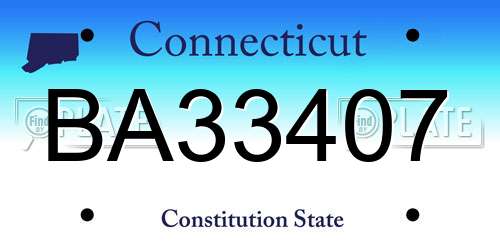 BA33407 Connecticut License Plate