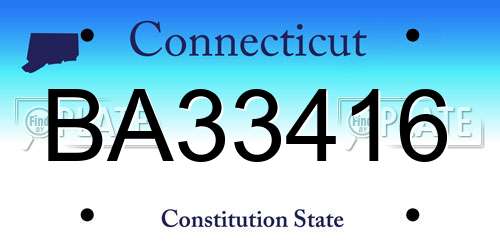 BA33416 Connecticut License Plate
