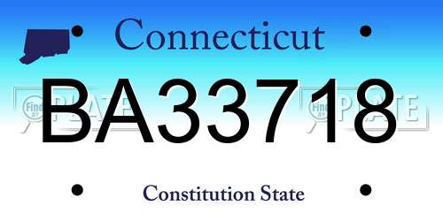 BA33718 Connecticut License Plate