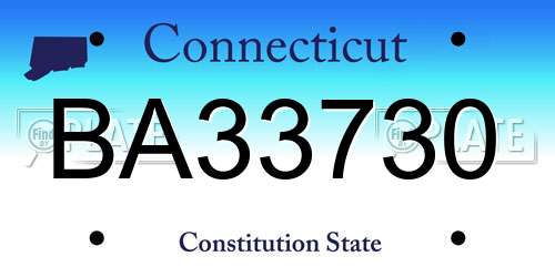 BA33730 Connecticut License Plate