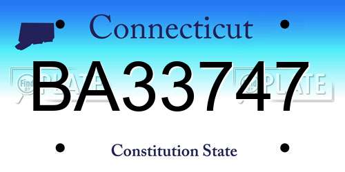 BA33747 Connecticut License Plate