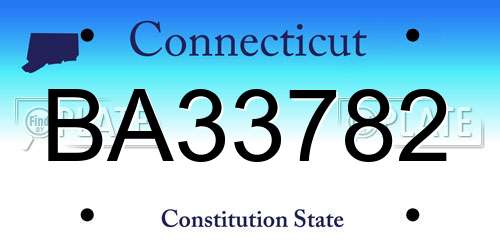 BA33782 Connecticut License Plate