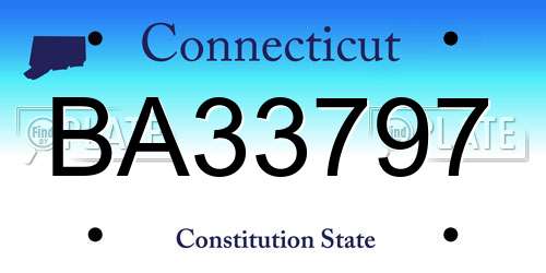 BA33797 Connecticut License Plate