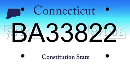 BA33822 Connecticut License Plate