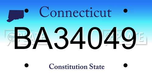 BA34049 Connecticut License Plate