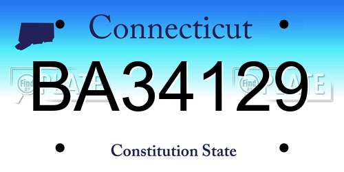BA34129 Connecticut License Plate