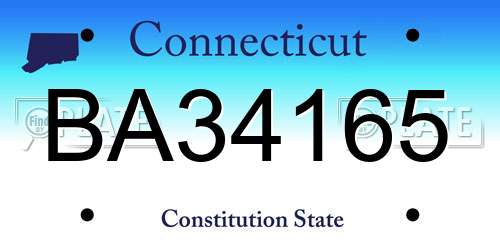 BA34165 Connecticut License Plate