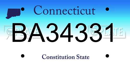 BA34331 Connecticut License Plate