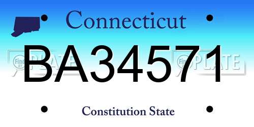 BA34571 Connecticut License Plate