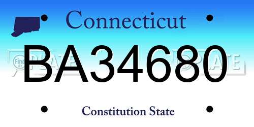 BA34680 Connecticut License Plate