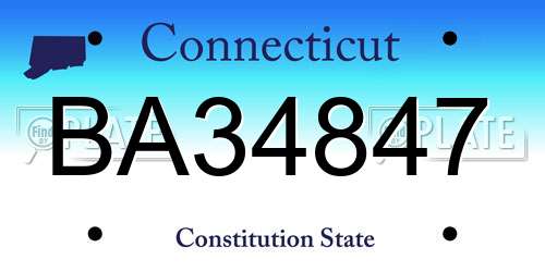 BA34847 Connecticut License Plate