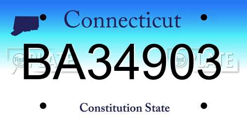 BA34903 Connecticut License Plate