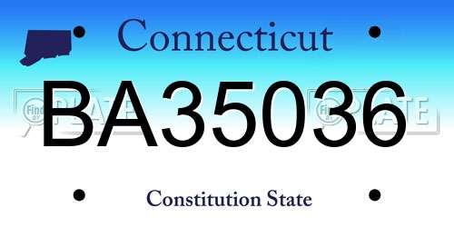 BA35036 Connecticut License Plate