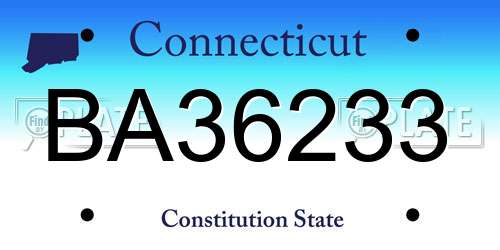 BA36233 Connecticut License Plate
