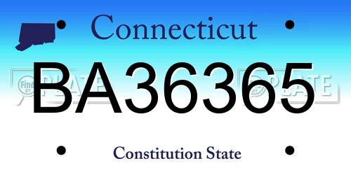BA36365 Connecticut License Plate