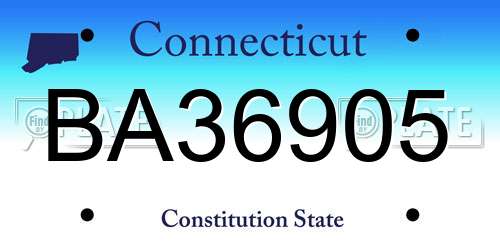 BA36905 Connecticut License Plate