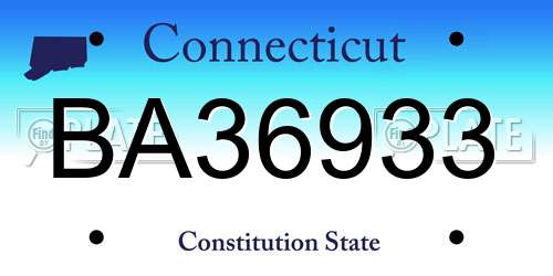 BA36933 Connecticut License Plate