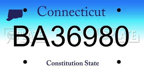 BA36980 Connecticut License Plate