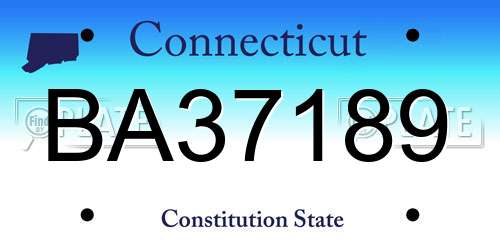 BA37189 Connecticut License Plate