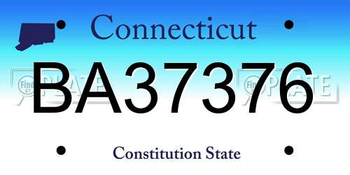 BA37376 Connecticut License Plate